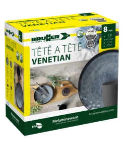 SET 8 STOVIGLIE DA CAMPEGGIO BRUNNER "VENETIAN" IN STONE TOUCH ANTISCIVOLO