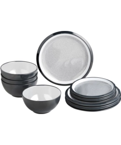 SET 12 STOVIGLIE DA CAMPEGGIO BRUNNER "GRANYTE" IN MELAMINA ANTISCIVOLO