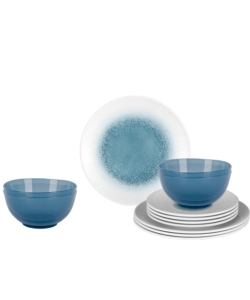 SET 12 STOVIGLIE DA CAMPEGGIO BRUNNER "METEORE AZUR" IN STONE TOUCH ANTISCIVOLO
