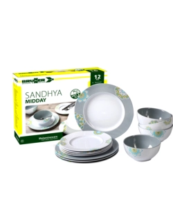 SET 12 STOVIGLIE DA CAMPEGGIO BRUNNER "SANDHYA" IN MELAMINA ANTISCIVOLO
