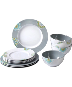 SET 12 STOVIGLIE DA CAMPEGGIO BRUNNER "SANDHYA" IN MELAMINA ANTISCIVOLO