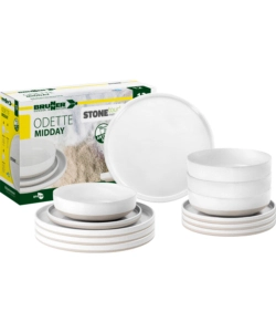 SET 12 STOVIGLIE DA CAMPEGGIO BRUNNER "ODETTE" IN STONE TOUCH ANTISCIVOLO