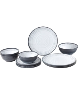 SET 12 STOVIGLIE DA CAMPEGGIO BRUNNER "GRANADA" IN STONE TOUCH ANTISCIVOLO