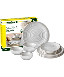 SET 12 STOVIGLIE DA CAMPEGGIO BRUNNER "SAVANA" IN STONE TOUCH ANTISCIVOLO