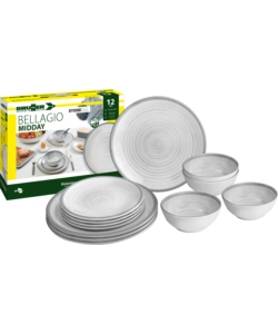 SET 12 STOVIGLIE DA CAMPEGGIO BRUNNER "BELLAGIO" IN STONE TOUCH ANTISCIVOLO