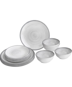 SET 12 STOVIGLIE DA CAMPEGGIO BRUNNER "BELLAGIO" IN STONE TOUCH ANTISCIVOLO
