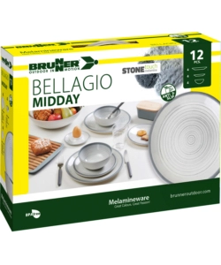 SET 12 STOVIGLIE DA CAMPEGGIO BRUNNER "BELLAGIO" IN STONE TOUCH ANTISCIVOLO