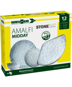 SET 12 STOVIGLIE DA CAMPEGGIO BRUNNER "AMALFI" IN MELAMINA
