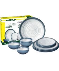 SET 12 STOVIGLIE DA CAMPEGGIO BRUNNER "TUSCANY" IN STONE TOUCH ANTISCIVOLO