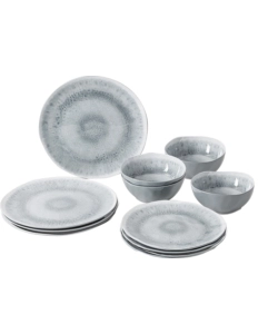 SET 12 STOVIGLIE DA CAMPEGGIO BRUNNER "PEARL" IN STONE TOUCH ANTISCIVOLO