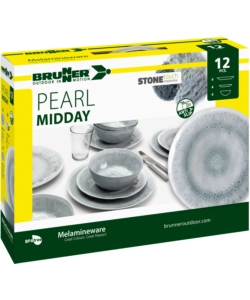SET 12 STOVIGLIE DA CAMPEGGIO BRUNNER "PEARL" IN STONE TOUCH ANTISCIVOLO