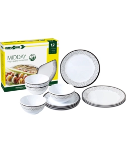 SET 12 STOVIGLIE DA CAMPEGGIO BRUNNER "PRALIN" IN MELAMINA ANTISCIVOLO