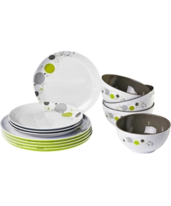 SET 12 STOVIGLIE DA CAMPEGGIO BRUNNER "SPACE" IN MELAMINA ANTISCIVOLO