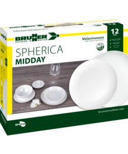 SET 12 STOVIGLIE DA CAMPEGGIO BRUNNER "SPHERICA" IN MELAMINA ANTISCIVOLO