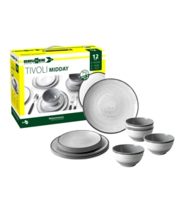SET 12 STOVIGLIE DA CAMPEGGIO BRUNNER "TIVOLI" IN MELAMINA ANTISCIVOLO