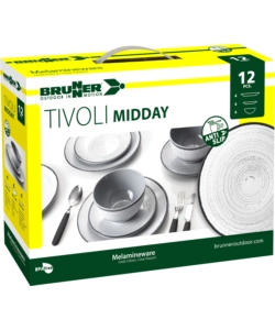 SET 12 STOVIGLIE DA CAMPEGGIO BRUNNER "TIVOLI" IN MELAMINA ANTISCIVOLO