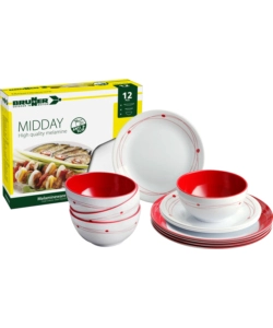 SET 12 STOVIGLIE DA CAMPEGGIO BRUNNER "COSMIC" IN MELAMINA ANTISCIVOLO