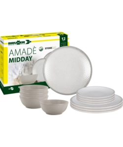 SET 12 STOVIGLIE DA CAMPEGGIO BRUNNER "AMADÈ" IN STONE TOUCH ANTISCIVOLO