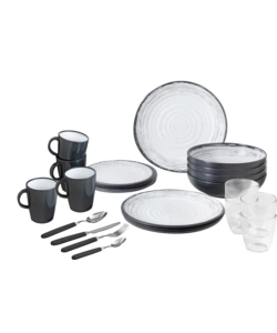 SET 36 STOVIGLIE DA CAMPEGGIO BRUNNER "GRANADA" IN STONE TOUCH ANTISCIVOLO