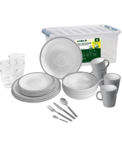 SET 36 STOVIGLIE DA CAMPEGGIO BRUNNER "BELLAGIO" IN STONE TOUCH ANTISCIVOLO