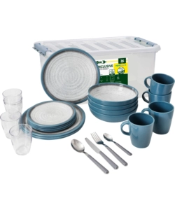 SET 36 STOVIGLIE DA CAMPEGGIO BRUNNER "TUSCANY" IN STONE TOUCH ANTISCIVOLO