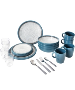 SET 36 STOVIGLIE DA CAMPEGGIO BRUNNER "TUSCANY" IN STONE TOUCH ANTISCIVOLO