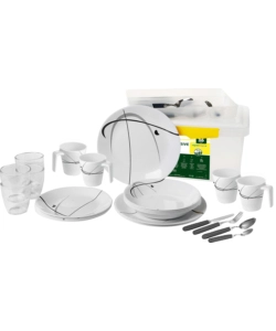 SET 36 STOVIGLIE DA CAMPEGGIO BRUNNER "SERENADE" IN MELAMINA ANTISCIVOLO