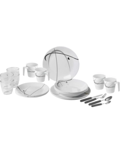 SET 36 STOVIGLIE DA CAMPEGGIO BRUNNER "SERENADE" IN MELAMINA ANTISCIVOLO