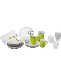 SET 36 STOVIGLIE DA CAMPEGGIO BRUNNER "SPACE" IN MELAMINA ANTISCIVOLO