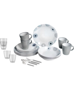 SET 36 STOVIGLIE DA CAMPEGGIO BRUNNER "DEEP SEA" IN MELAMINA ANTISCIVOLO