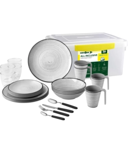 SET 36 STOVIGLIE DA CAMPEGGIO BRUNNER "TIVOLI" IN MELAMINA ANTISCIVOLO