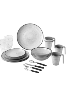 SET 36 STOVIGLIE DA CAMPEGGIO BRUNNER "TIVOLI" IN MELAMINA ANTISCIVOLO