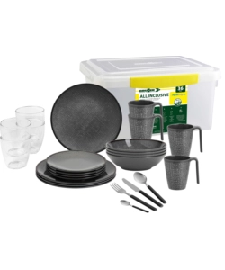 SET 36 STOVIGLIE DA CAMPEGGIO BRUNNER "COTTERY" IN MELAMINA ANTISCIVOLO