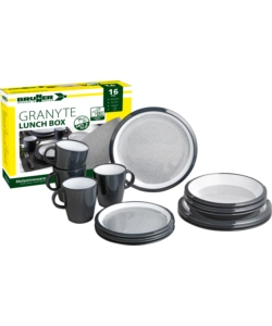 SET 16 STOVIGLIE DA CAMPEGGIO BRUNNER "GRANYTE" IN MELAMINA ANTISCIVOLO