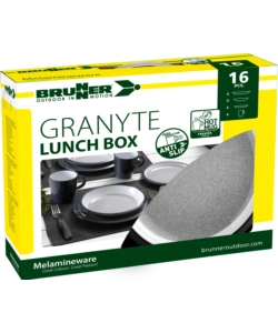 SET 16 STOVIGLIE DA CAMPEGGIO BRUNNER "GRANYTE" IN MELAMINA ANTISCIVOLO