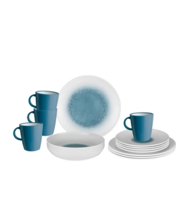 SET 16 STOVIGLIE DA CAMPEGGIO BRUNNER "METEORE AZUR" IN STONE TOUCH ANTISCIVOLO
