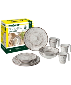 SET 16 STOVIGLIE DA CAMPEGGIO BRUNNER "KASSANDRA" IN MELAMINA ANTISCIVOLO