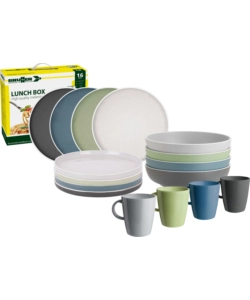 SET 16 STOVIGLIE DA CAMPEGGIO BRUNNER "DOLOMIT" IN STONE TOUCH ANTISCIVOLO