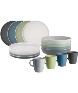 SET 16 STOVIGLIE DA CAMPEGGIO BRUNNER "DOLOMIT" IN STONE TOUCH ANTISCIVOLO