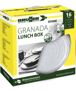 SET 16 STOVIGLIE DA CAMPEGGIO BRUNNER "GRANADA" IN STONE TOUCH ANTISCIVOLO