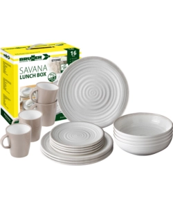SET 16 STOVIGLIE DA CAMPEGGIO BRUNNER "SAVANA" IN STONE TOUCH ANTISCIVOLO