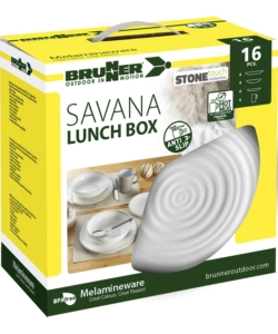 SET 16 STOVIGLIE DA CAMPEGGIO BRUNNER "SAVANA" IN STONE TOUCH ANTISCIVOLO