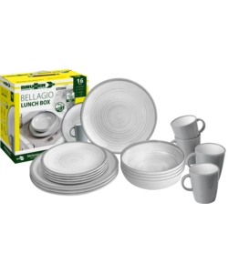 SET 16 STOVIGLIE DA CAMPEGGIO BRUNNER "BELLAGIO" IN STONE TOUCH ANTISCIVOLO