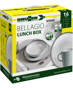SET 16 STOVIGLIE DA CAMPEGGIO BRUNNER "BELLAGIO" IN STONE TOUCH ANTISCIVOLO