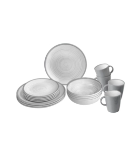 SET 16 STOVIGLIE DA CAMPEGGIO BRUNNER "BELLAGIO" IN STONE TOUCH ANTISCIVOLO