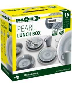 SET 16 STOVIGLIE DA CAMPEGGIO BRUNNER "PEARL" IN STONE TOUCH ANTISCIVOLO