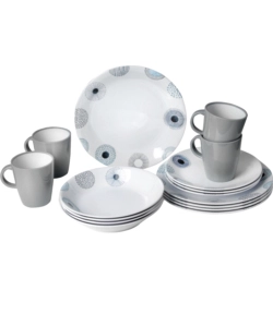 SET 16 STOVIGLIE DA CAMPEGGIO BRUNNER "DEEP SEA" IN MELAMINA ANTISCIVOLO