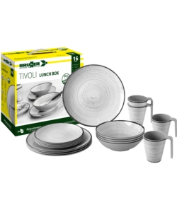 SET 16 STOVIGLIE DA CAMPEGGIO BRUNNER "TIVOLI" IN MELAMINA ANTISCIVOLO
