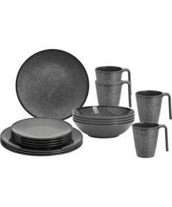 SET 16 STOVIGLIE DA CAMPEGGIO BRUNNER "COTTERY" IN MELAMINA ANTISCIVOLO
