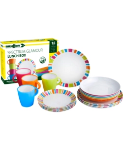 SET 16 STOVIGLIE DA CAMPEGGIO BRUNNER "SPECTRUM" IN MELAMINA ANTISCIVOLO